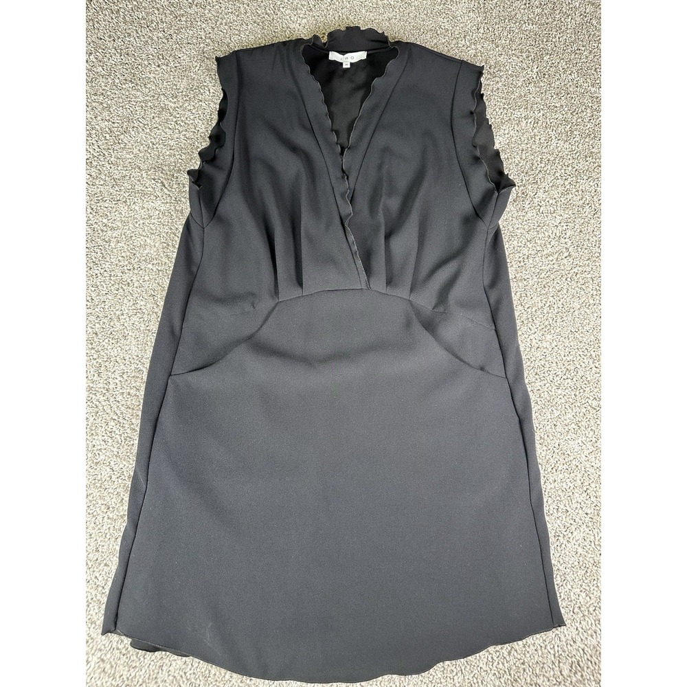 IRO Paris Ilford Black Sleeveless Dress Size 36 Scalloped Edge V-Neck US Size 4